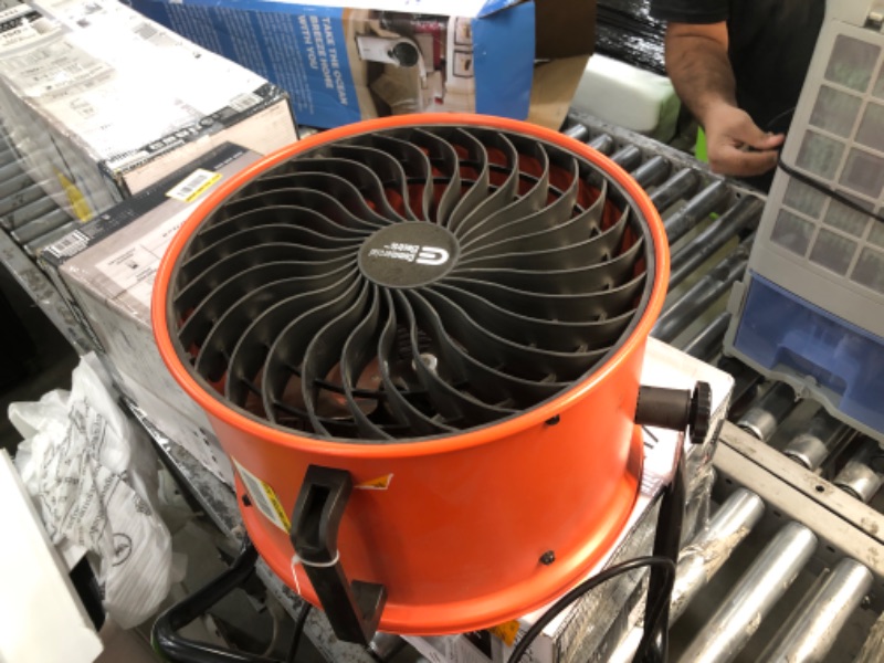 Photo 2 of 16 in. 3-Speed Drum Floor Fan in Orange High Velocity Turbo