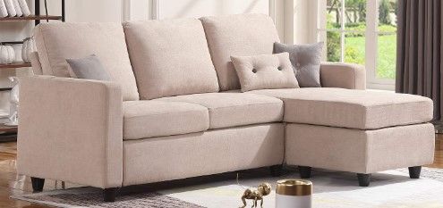 Photo 1 of * SET OF 2* HONBAY Sectional Sofa Couch, L-Shaped Couch with Modern Linen Fabric for Small Space Beige (S001AC)
