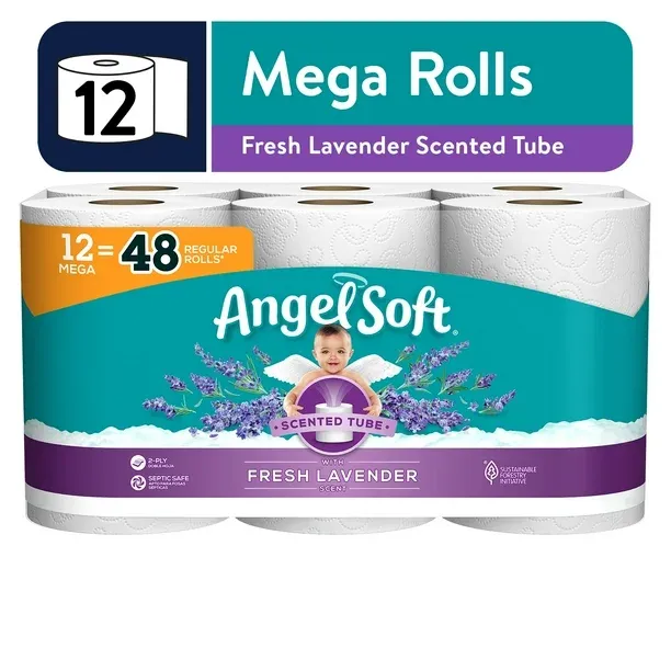 Photo 1 of Angel Soft Toilet Paper 12 Mega Rolls 4 sets (48 rolls)
