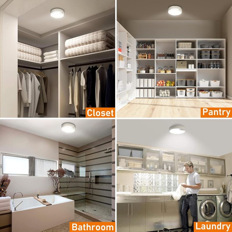 Photo 4 of (READ FULL POST) TOOWELL Motion Sensor Ceiling Light Battery Operated Indoor/Outdoor LED Ceiling Lights for Hallway Laundry Stairs Garage Bathroom 300LM White Photocell Sensor ON/Off Upgrade