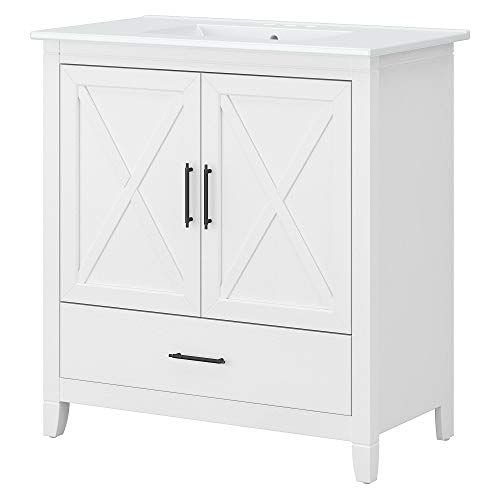 Photo 1 of ***USED - NO SINK - VANITY ONLY - OTHER PARTS MAY BE MISSING AS WELL - SEE PICTURES***
Bush Furniture Key West Bathroom Vanity with Sink, 34" H x 32" W x 18" D