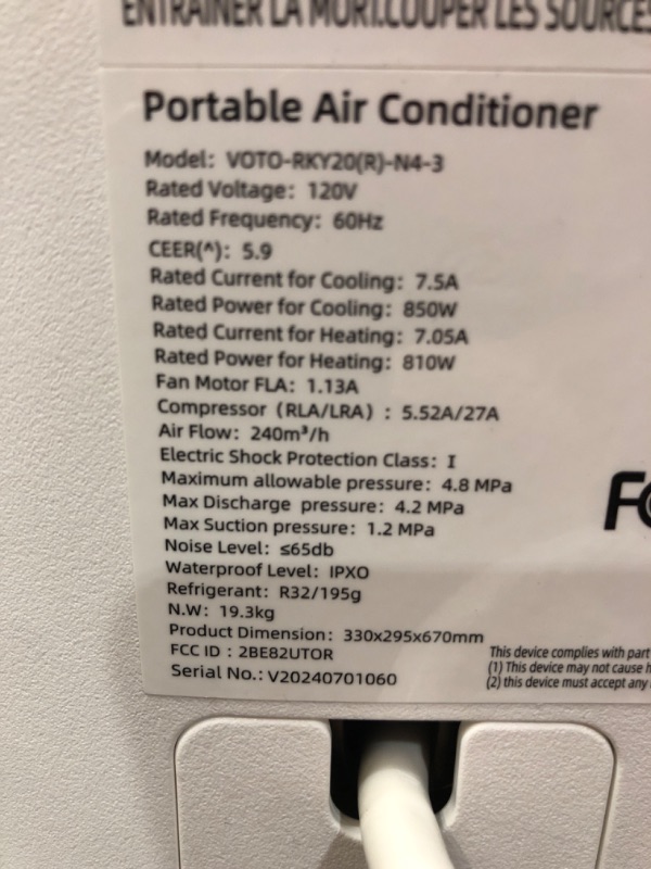 Photo 3 of 12,000 BTU Portable Air Conditioner Cools Up to 500 Sq.Ft, 3-IN-1 Energy Efficient Portable AC Unit with Remote Control & Installation Kits for Large Room, Campervan, Office, Temporary Space