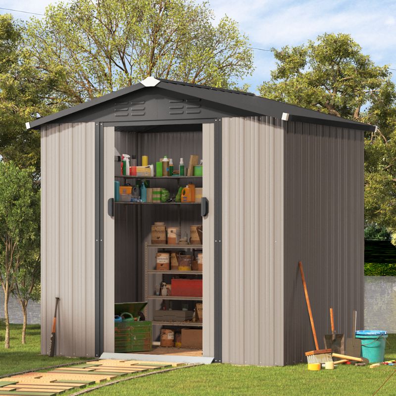 Photo 1 of  6 x 4 ft. Outdoor Metal Storage Shed with Sliding Door
