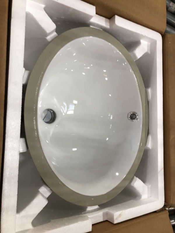 Photo 3 of 17-1/2 in. x 14-1/4 in. Oval Undermount Vitreous Glazed Ceramic Lavatory Vanity Bathroom Sink Pure White