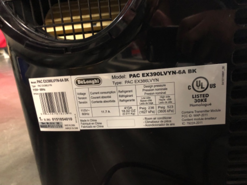 Photo 7 of ***DAMAGED - MISSING PARTS - SEE COMMENTS***
De'Longhi 14000 BTU Portable Air Conditioner, Dehumidifier & Fan + Cool Surround Remote w/Built-in Temperature Control Sensor & Quiet Mode, 700 sq ft, XLarge Room, Pinguino 8600 BTU (DOE), BLACK