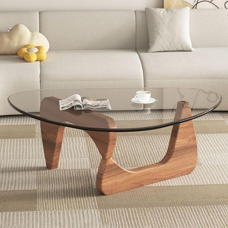 Photo 1 of ***USED - MAJOR DAMAGE - SEE COMMENTS***
Coffee Tables for Living Room - Triangle Glass Coffee Table with Wooden Base Mid-Century Modern Abstract End Table for Study Room Office Hotel Balcony (Walnut Transparent, Large 50 * 35.8 * 16in)