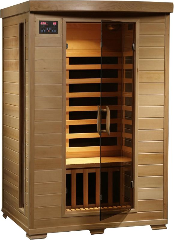 Photo 1 of * MISSING PARTS SEE NOTES* HEATWAVE Radiant Saunas 2-Person Hemlock Infrared Sauna with 6 Carbon Heaters, Chromotherapy Lighting, Oxygen Ionizer
