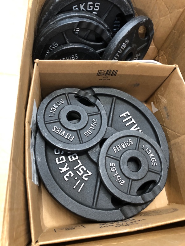 Photo 2 of * MISSING PARTS WEIGHTS ONLY* Fitvids Cast Iron Standard Weight Plates Including 5FT Standard Barbell with Star Locks, 95-Pound Set (85 Pounds Plates + 10 Pounds Barbell), Multiple Styles
