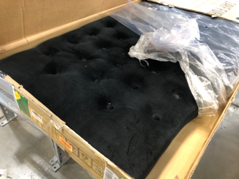 Photo 3 of 24KF Velvet Upholstered Tufted Button King Headboard and Comfortable Fashional Padded King/California King Size headboard- Black