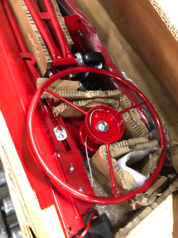 Photo 3 of * SEE NOTES* Drywall Lift 11' Drywall Panel Hoist Construction Rolling Caster Wheel Lockable Tool Jack Lifter Jack Drywall Lift Construction Tools (Red)
