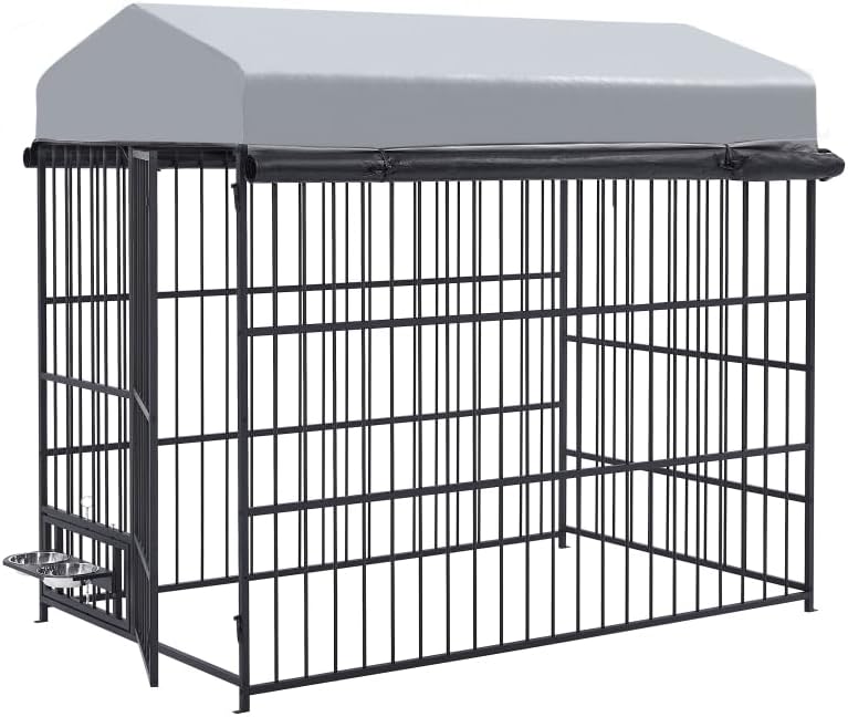 Photo 1 of * MISSING PARTS* Outdoor Large Dog Kennel Pet Pens Dogs Run Enclosure Animal Hutch Metal Coop Fence with Roof Cover(6.6'L x 3.9'W x 5.9'H)
