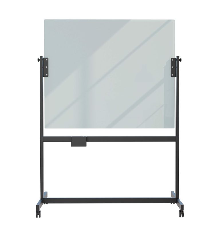 Photo 1 of * INCOMPLETE ONLY BOX 1 OUT OF 2* Magnetic Glass Dry-Erase Board Rolling Easel, 48x40 Inches, White Frosted Surface
