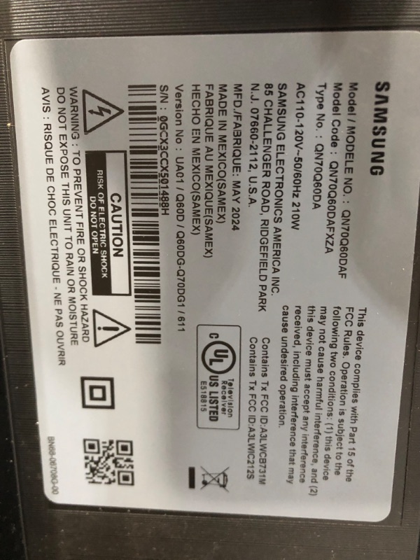Photo 1 of * SEE NOTES* Samsung QN70Q60DAF Q60D Series - 70" Class (69.5" viewable) LED-backlit LCD TV - QLED - 4K
