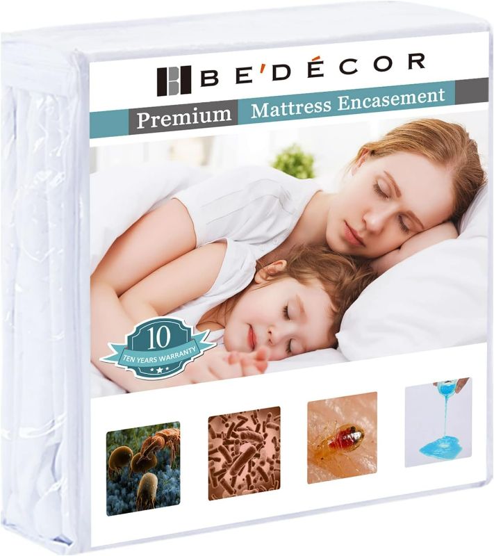 Photo 1 of Bedecor Zippered Mattress Protector Cover Fully Encased Liquid Proof Urine Pee Protection Breathable Smooth Incontinence Pet Baby Potty Training Fits up to 6"-Full