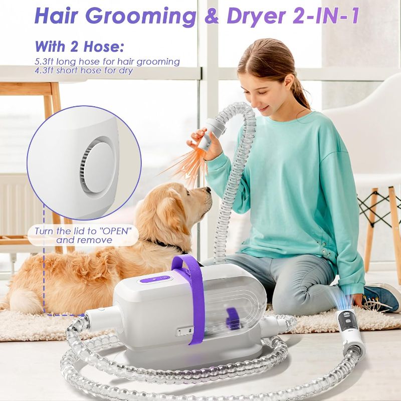 Photo 5 of (READ FULL POST) Dog Grooming Vacuum for Shedding Grooming, 2.2L Cup Dog Grooming Vacuum with Dryer Function, Low Noise Pet grooming vacuum for dogs, Upgrade Strong Dog Grooming Kit With 6 Tools for Home Pet Hair