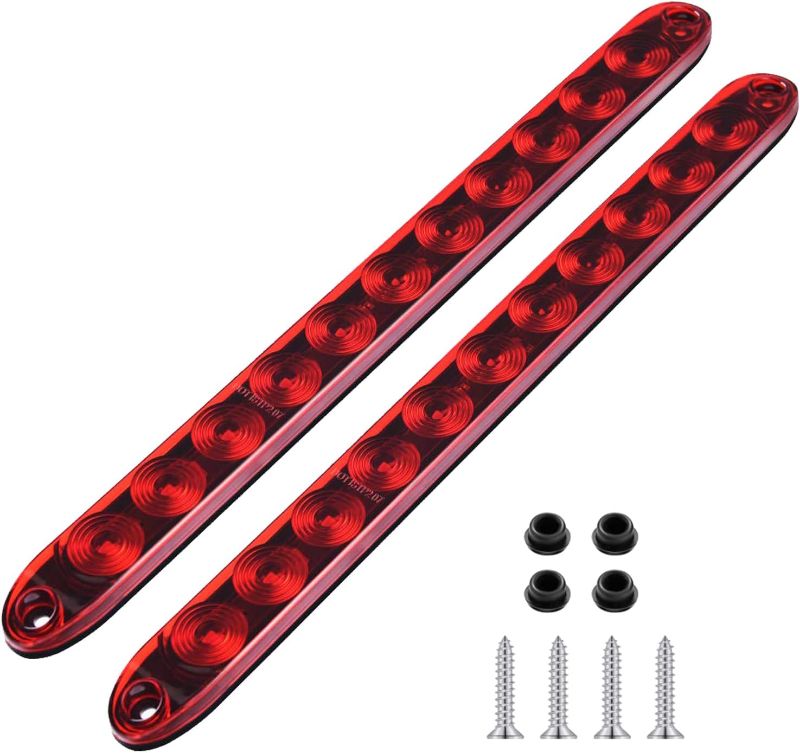 Photo 1 of 11 LED Red Trailer Brake Tail Light, 2 Pack 16” LED Bar Stop Turn Signal Tail Lights Waterproof Brake Strip Red Light for Marine Boats Golf Cart Offroad Truck RV UTV ATV
