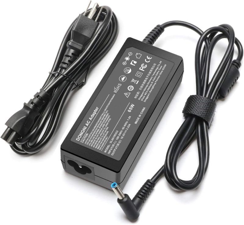 Photo 1 of 65W 19.5V 3.33A Ac Adapter for HP Pavilion x360 11 13 15, Zbook 14u G4 G5 15u 15 G3, 15-f111dx 15-f211wm 15-f233wm 15-f278nr 15-r052nr 15-r132wm Power Supply Blue Tip