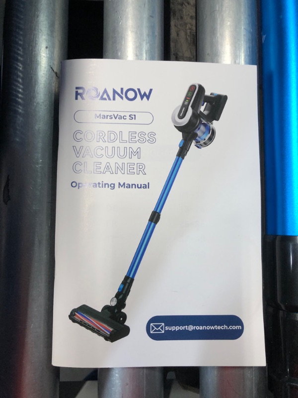 Photo 5 of ***USED - MISSING CHARGER AND OTHER ACCESSORIES - SEE PICTURES***
Roanow Cordless Vacuum Cleaner, 450W/35KPA Vacuum Cleaners for Home, Max 55 Mins Runtime, Ultra-Lightweight Stick Vacuum Cleaner with LED Display for Carpet and Floor, Pet Hair, Blue, SCV00