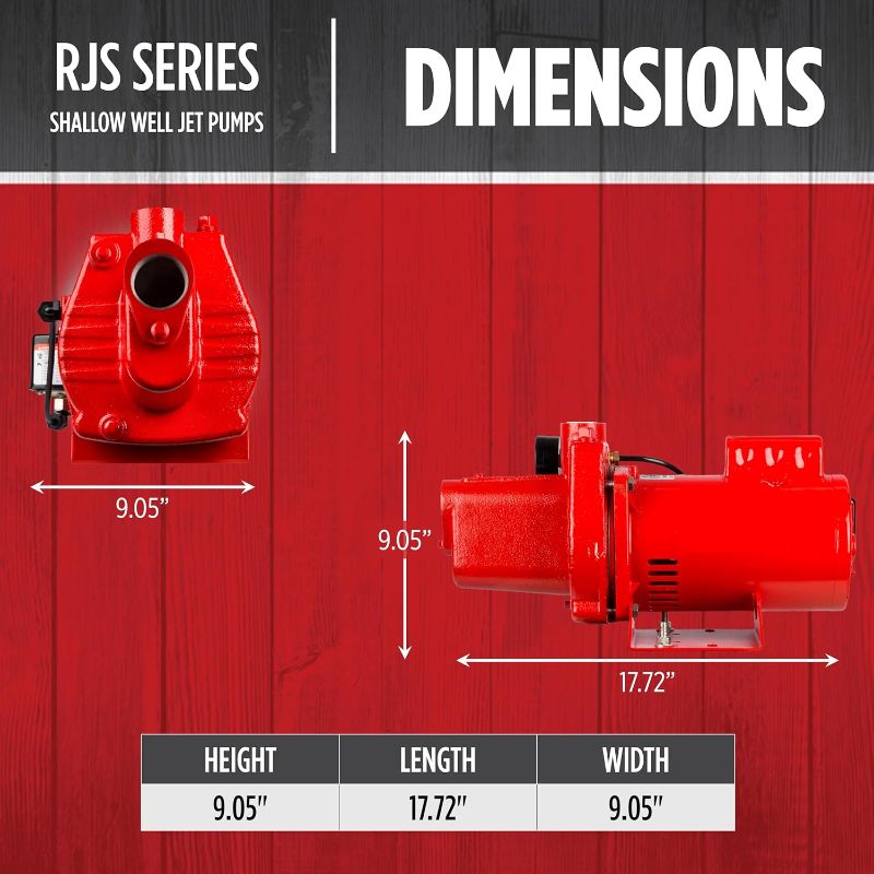 Photo 5 of (READ FULL POST) Red Lion RJS-75-PREM 3/4 HP, 16 GPM, 115/230 Volt, Premium Cast Iron Shallow Well Jet Pump, Red, 602207