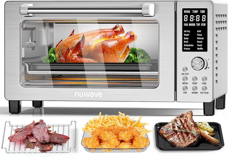 Photo 1 of Nuwave Bravo Pro Smart 21QT Toaster Oven Air Fryer Combo, Convection Oven Countertop, 12 functions all in 1, with even & quick crisp technology, 50-450°F, 1800W, Stainless Steel