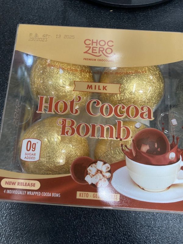 Photo 3 of ChocZero Hot Cocoa Bombs, Zero Sugar Added, Keto Milk Chocolate, Kid Friendly Way to Make Hot Chocolate, Filled with Sugar Free Marshmallows (4 Count)EXP 04/19/2025