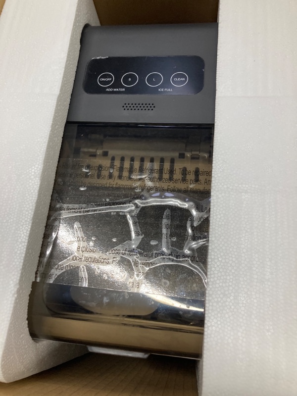 Photo 1 of GoveeLife Smart Ice Maker Countertop, Portable Ice Machine with Voice Control, 9 Ice Cubes in 6 Minutes 3 Sizes, 26lbs/24Hrs, Self Cleaning RGB Lights, Quiet Ice Maker with Scoop for Kitchen Black
