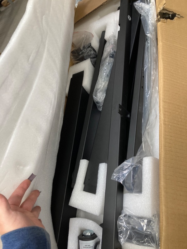 Photo 1 of FEZIBO Electric Standing Desk, 48 x 24 Inches Height Adjustable Stand up Desk, Sit Stand Home Office Desk, Computer Desk, Rustic Brown 48 Inches Rustic Brown