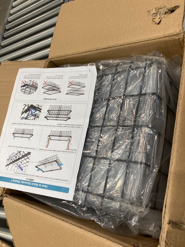 Photo 1 of iSPECLE Large Chest Freezer Organizer Bins 4 Pack - Fit 10 to 20 Cu.FT Deep Freezer, 1 Adjustable Hanging Basket and 3 Pack Stackable Freezer Bins, Sort Food and Easily Get, Black