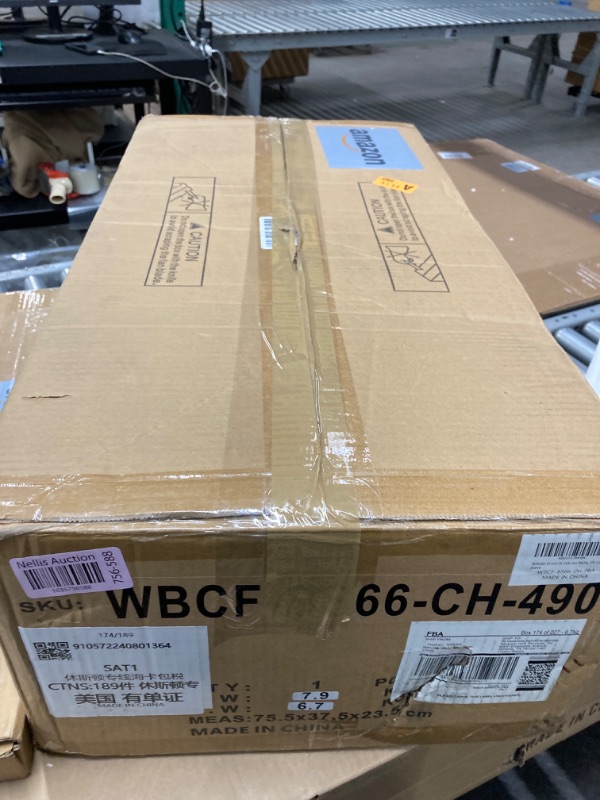 Photo 1 of WINGBO 54 Inch DC Ceiling Fan without Lights, 5 Reversible Carved Solid Wood Blades, 6-Speed Noiseless DC Motor, Ceiling Fan No Light with Remote, Matte Black Finish with Walnut Blades, ETL Listed