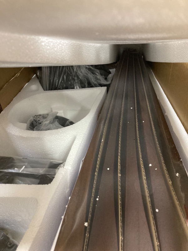 Photo 1 of WINGBO 54 Inch DC Ceiling Fan without Lights, 5 Reversible Carved Solid Wood Blades, 6-Speed Noiseless DC Motor, Ceiling Fan No Light with Remote, Matte Black Finish with Walnut Blades, ETL Listed