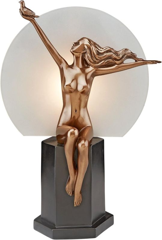 Photo 1 of Design Toscano PD60625 The Carrier Pigeon Art Deco Nude Woman Illuminated Sculpture, bronze
