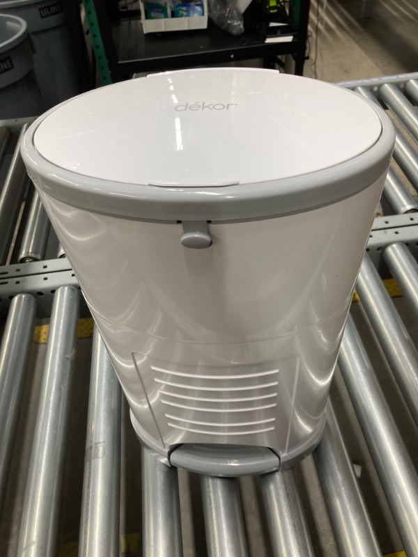 Photo 1 of Diaper Dekor EKO Classic Diaper Pail, White | ONLY Eco-Friendly Diaper Pail Made with 70% Recycled Materials | Hands-Free: Step–Drop–Done | Cost-Effective Refill System
