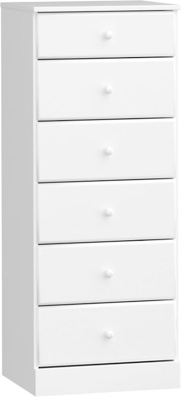 Photo 1 of **NO INSTRUCTIONS** Prepac Astrid Tall White Dresser: 16.5"D x 19.75"W x 50"H, 6-Drawer Chest for Bedroom by Prepac - Perfect Chest of Drawers for Ample Storage
