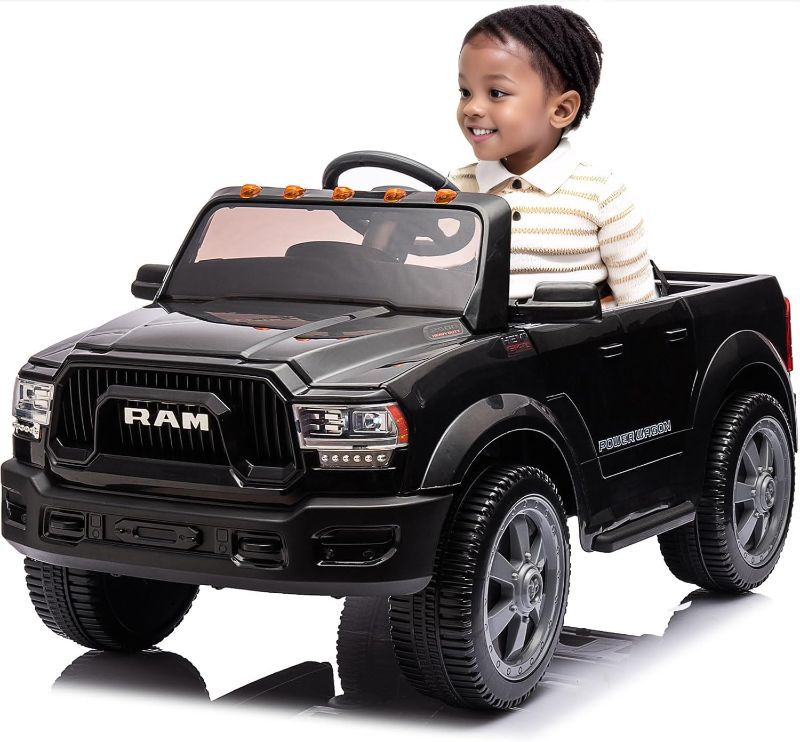 Photo 1 of 12V Ride On Pickup Truck, Licensed Dodge RAM 2500 Electric Toddler Car with Remote, LED Lights, Music, USB, MP3, Bluetooth and Five-Point Safety Harness - Perfect for Kids Aged 3-8 Years Blue