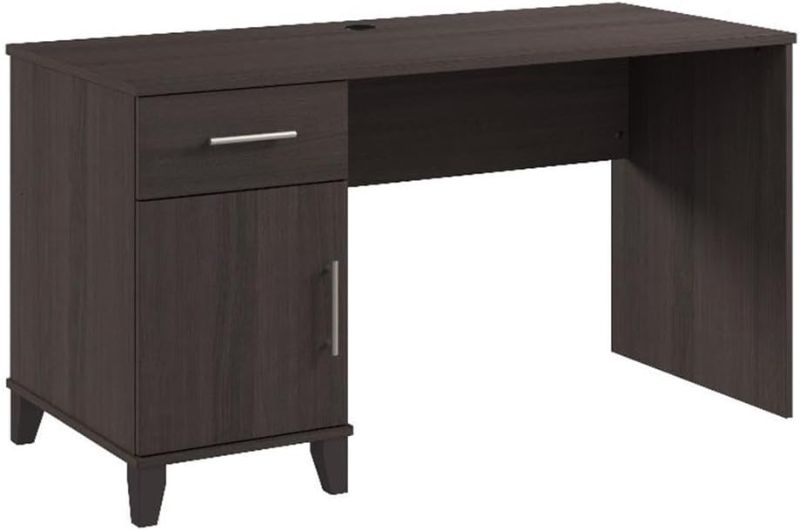 Photo 1 of Bush Furniture Somerset 54W Office Desk with Drawer and Storage Cabinet in Black | Computer Table for Home Workstation for Workspace