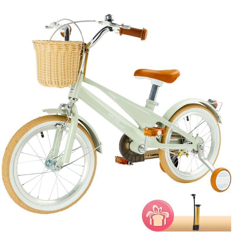 Photo 1 of ARTUDATECH Girls Boys Bike for 4-9 Years Old Toddlers and Kids, 16 Inch Kids Bike with Training Wheels, Basket, Dual Brake, Retro Style Children Bicyle
