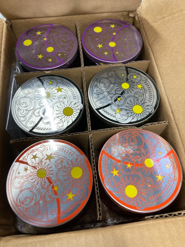 Photo 2 of 12-Pack 4oz Embossed Glass Candle Jars with Lids and Labels - Sun Moon Stars Design (Multicolor)