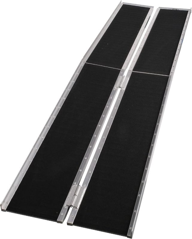 Photo 1 of  Foldable Wheelchair Ramp, 600 lbs Capacity, Foldable Aluminum Anti-Slip Wheelchair Ramp Scooter Ramps, Non-skid Handicap Ramps, Lightweight with Handle for Home, Steps, Stairs, Doorways, Curbs