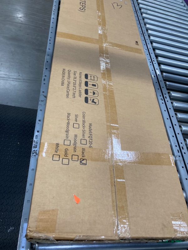 Photo 1 of 6 Step Ladder for 12 Feet High Ceiling, Folding Step Stool with Handgrip and Anti-Slip Wide Pedal, Portable Lightweight Aluminum Stepladder for Kitchen, Home (300 lbs Capacity) - Black Black 6 Step