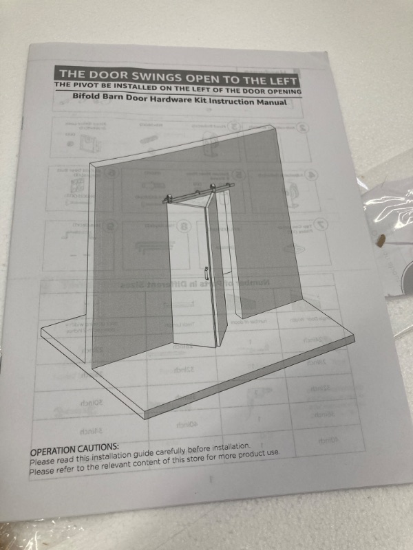 Photo 2 of Bi-Fold Sliding Barn Door 38" - 16" x2" x 84", 3 Lites Tempered Frosted Glass Panel with Sliding Hardware Kit Set, Pre-drilled Closet Door Slab, 3.83FT Track for 2 Doors, MDF, White