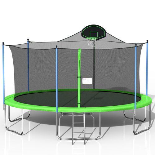 Photo 1 of  BOX 2 OF 2 ONLY 16FT TRAMPOLINE(GREEN) WITH BACKBOARD
