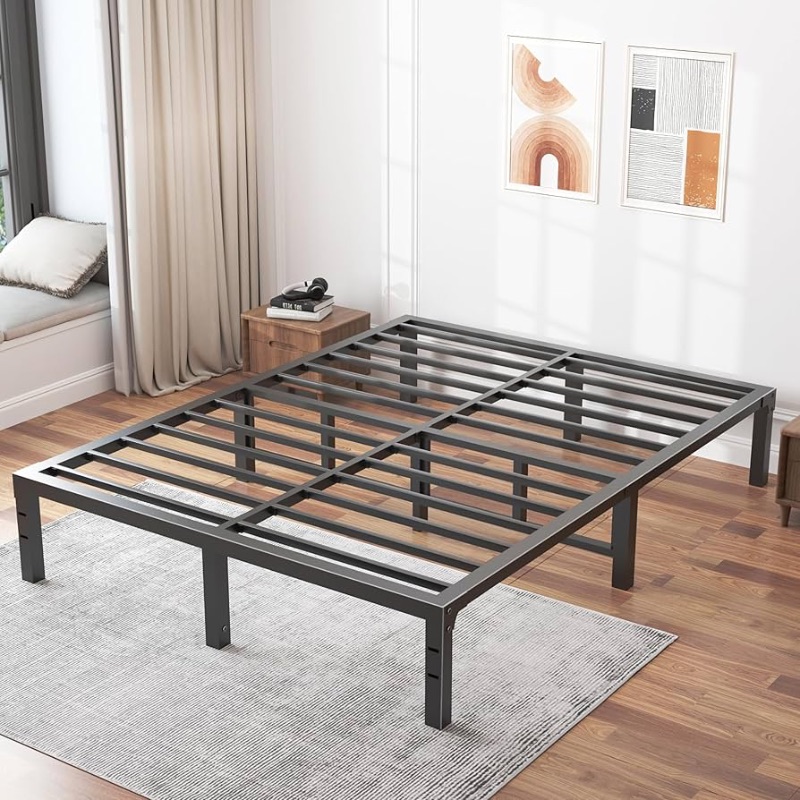 Photo 1 of FUIOBYVV Queen Bed Frame, 14 Inch Heavy Duty Metal Platform Bed Frame Queen Size Support Up to 3500 lbs, No Box Spring Needed/No Shaking/Steel Slat Support/Noise Free/Easy Assembly