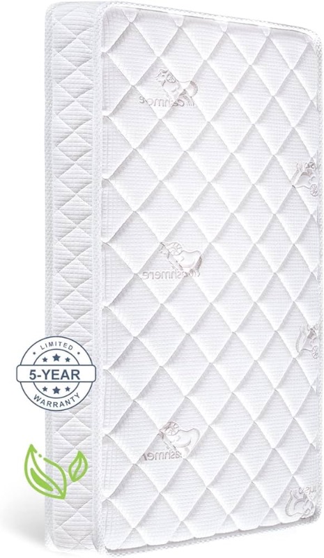 Photo 1 of Premium Dual-Sided Crib & Toddler Mattress,100% Knitted Fabric,Premium Fleece-Hypoallergenic,5" Firm Soft Crib Mattress, Non-Toxic Toddler Bed Mattress Fits Standard Cribs & Toddler Beds
