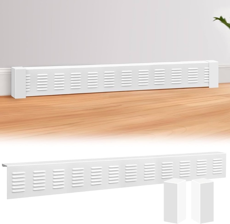 5 Ft Baseboard Heater Cover with Left and Right End Caps White ...