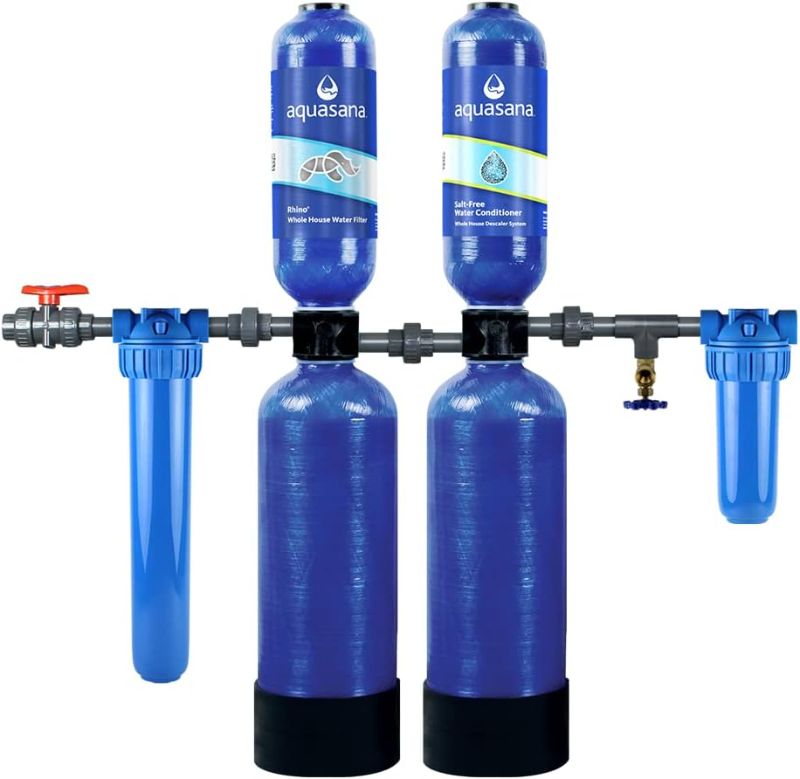 Photo 1 of Aquasana Whole House Water Filter System - Salt-Free Descaler - Carbon & KDF Home Water Filtration - Reduces Sediment & 97% Of Chlorine - Water Softener Alternative - Rhino Chlorine - WH-1000-CS