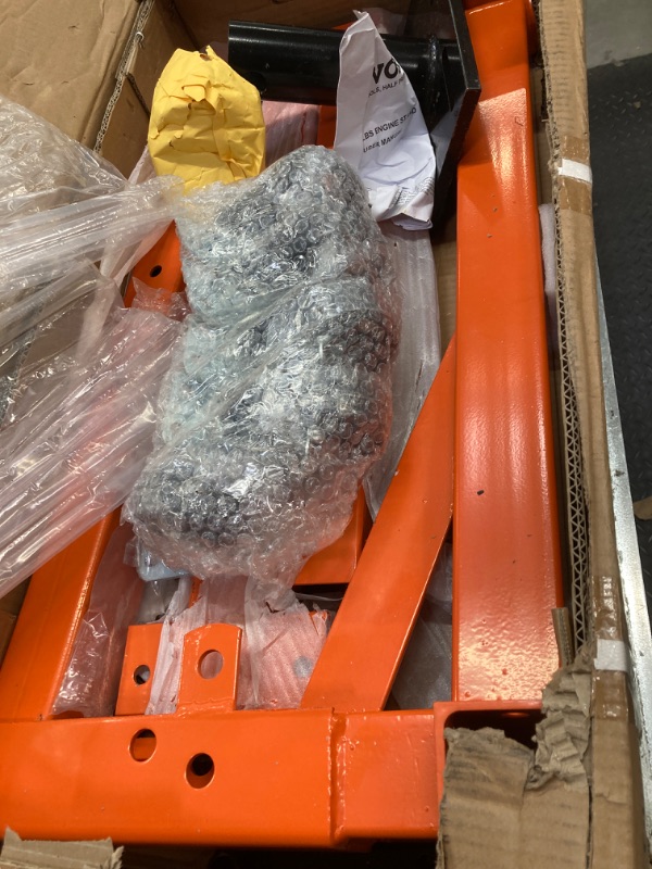 Photo 1 of VEVOR Engine Stand, 3/4 Ton (1500 LBS) Capacity Engine Motor Stand, with 360-Degree Rotating Head, Heavy-Duty Steel Engine Lift Stand with 5-Casters, 4 Adjustable Arms, Orange