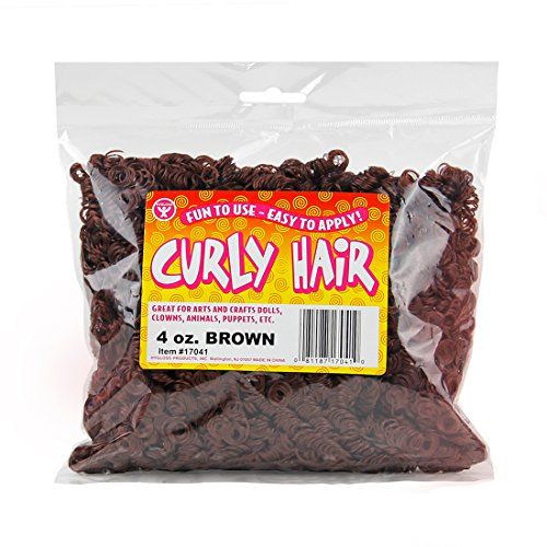 Photo 1 of Hygloss Products Fake Curly Hair - Great for All Types of Arts and Crafts - Easy to Apply - Brown - 4 Oz Pack
