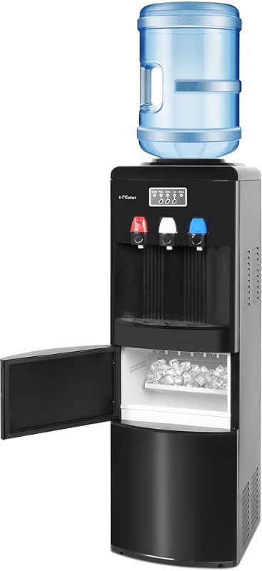 Photo 1 of 3 in 1 Water Dispenser with Ice Maker - Water Cooler Dispenser for 3-5 Gallon Bottle- Includes Scoop, Ice-Making Chamber & Child Safety Lock - Black