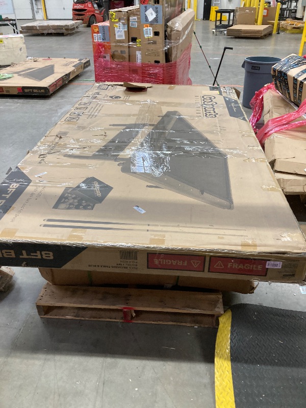 Photo 1 of GoSports Full Size 8 ft x 4.2 ft Billiards Game Table - Foldable Design, Includes Full Set of Pool Balls, 2 Cue Sticks, Chalk, and Felt Brush - Blue