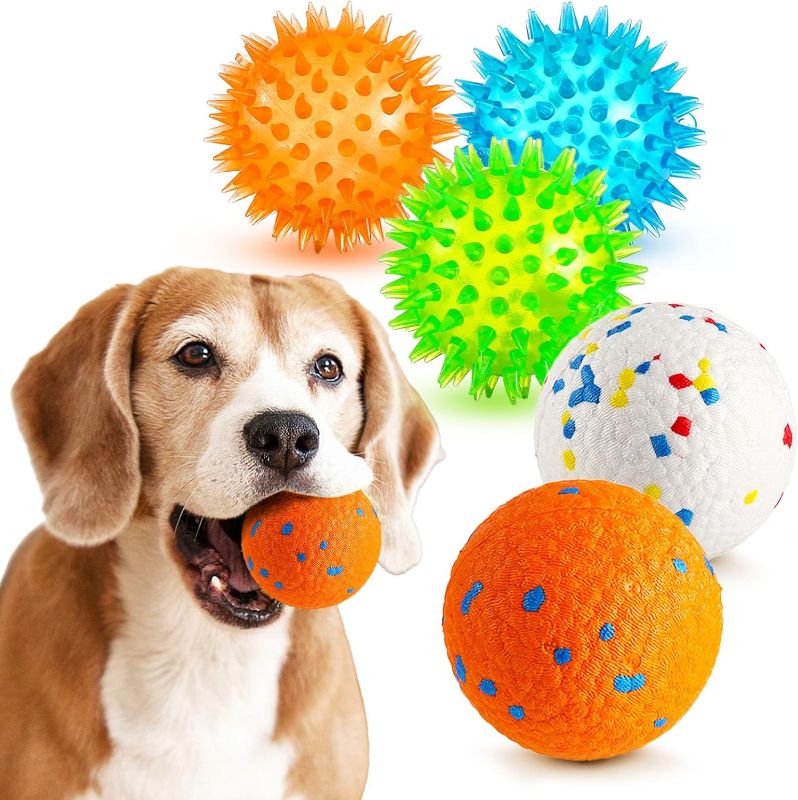 Photo 1 of 
VZZNN 6 Pack Squeaky Dog Toy Balls Spiky Dog chew Toys for Clean Teeth and Training Dog Toys Indestructible Dog Tennis Ball Aggressive Chewers
